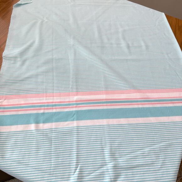 Vintage Fabric Poly Stretch Aqua Pink White Stripe 60 x 36 1 yard - Picture 2 of 8